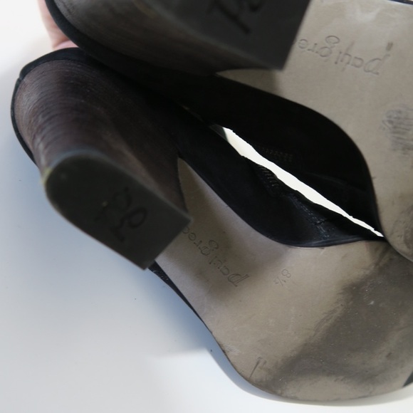 Paul Green Malibu Sliced Zip Booties Leather Suede Ankle Boots Black Chunky Heel - Picture 8 of 9